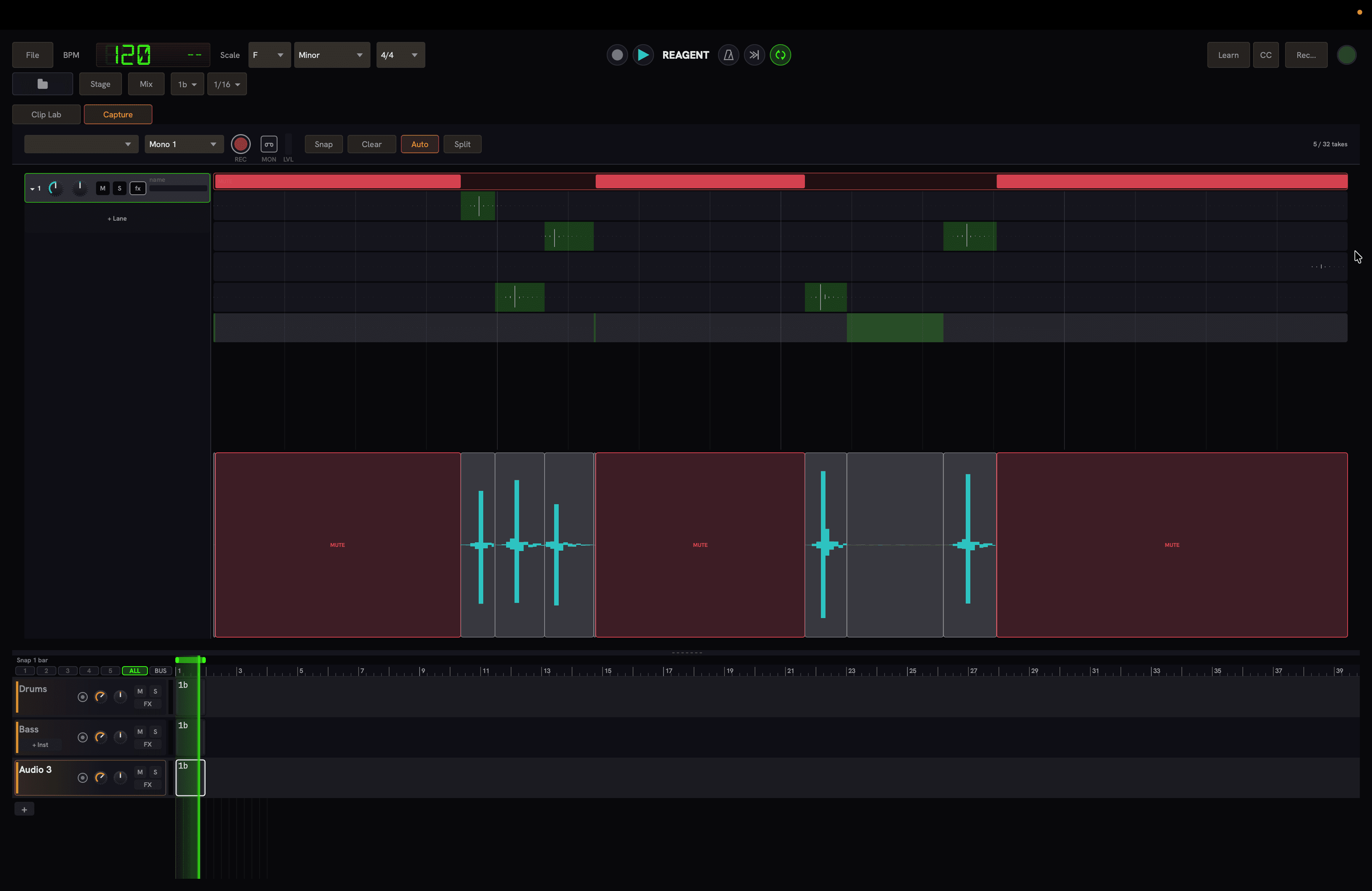 Reagent's Capture loop recorder and comping view